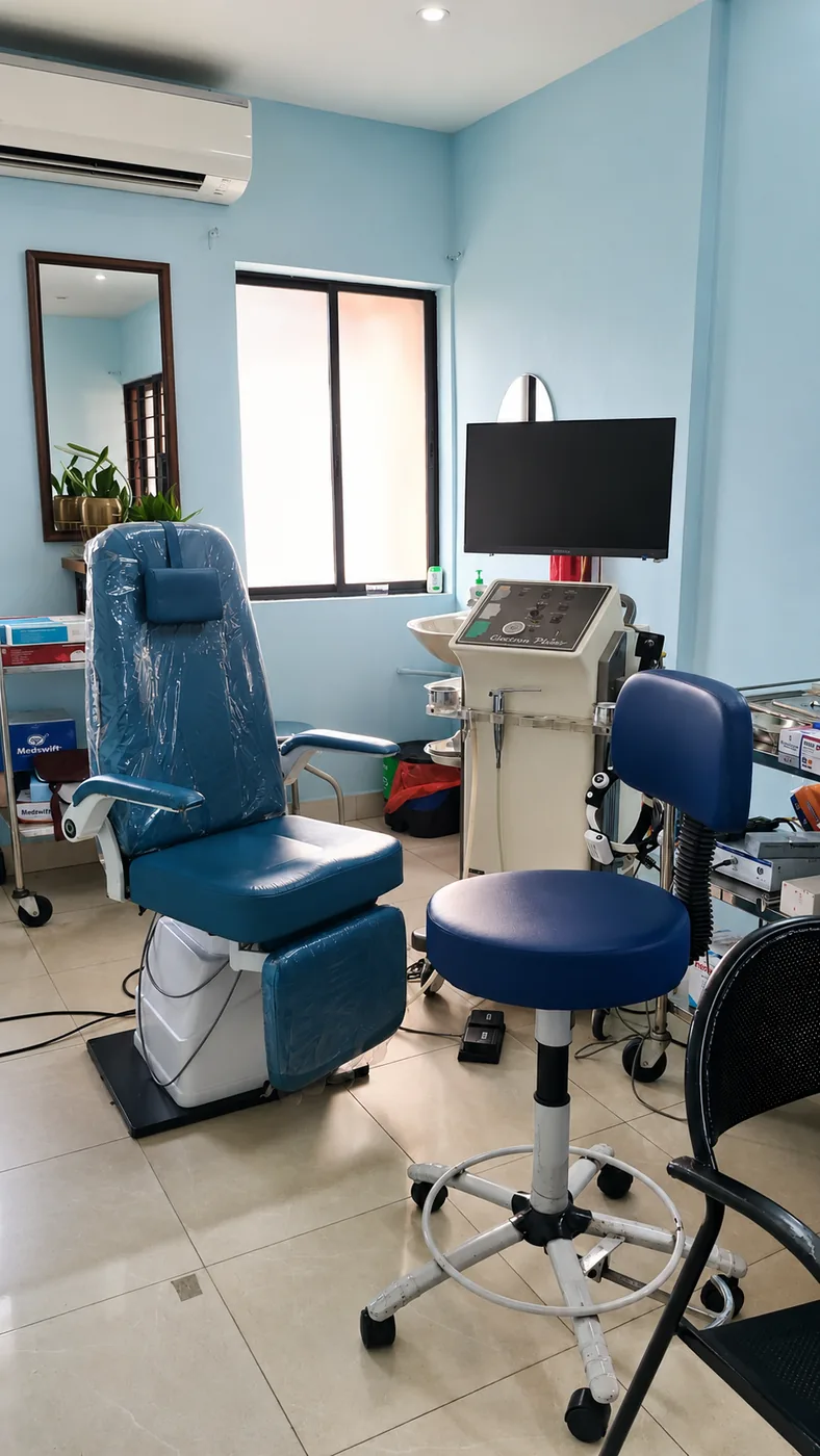 ENT examination chair and treatment unit at Ashraya Polyclinic